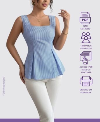 Molde PDF Blusa Com Pregas Na Cintura- Código/0184