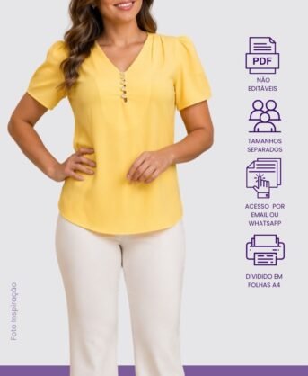 Molde PDF Blusa Com Pregas No Ombro- Código/0098
