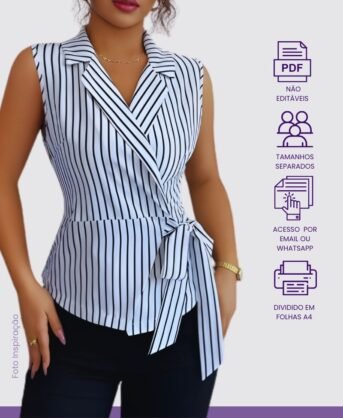 Molde PDF Blusa Com Transpasse e Gola Alfaiate – Código/0183