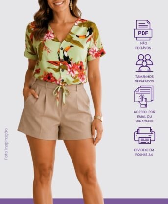 Molde PDF Blusa Cropped Com Lacinho na Manga- Código/0120