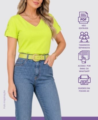 Molde PDF Blusa Com Decote V Com Botão Na Manga- Código/0113