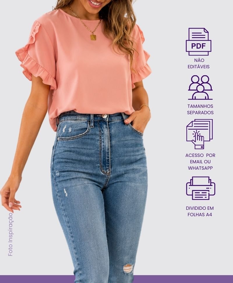 Molde PDF Blusa Com Manga Transpassada- Código/0089