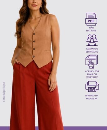 Molde PDF Colete Com Recorte Princesa- Código/0149